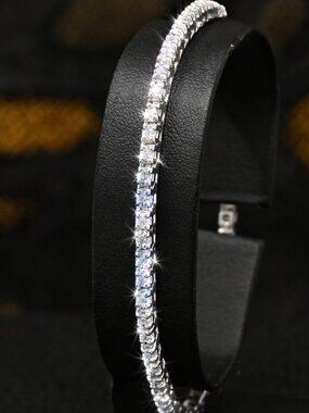 7" Inch Long Lab Created Tennis Bracelet Solid 14K White Gold 5 CT Round Cut